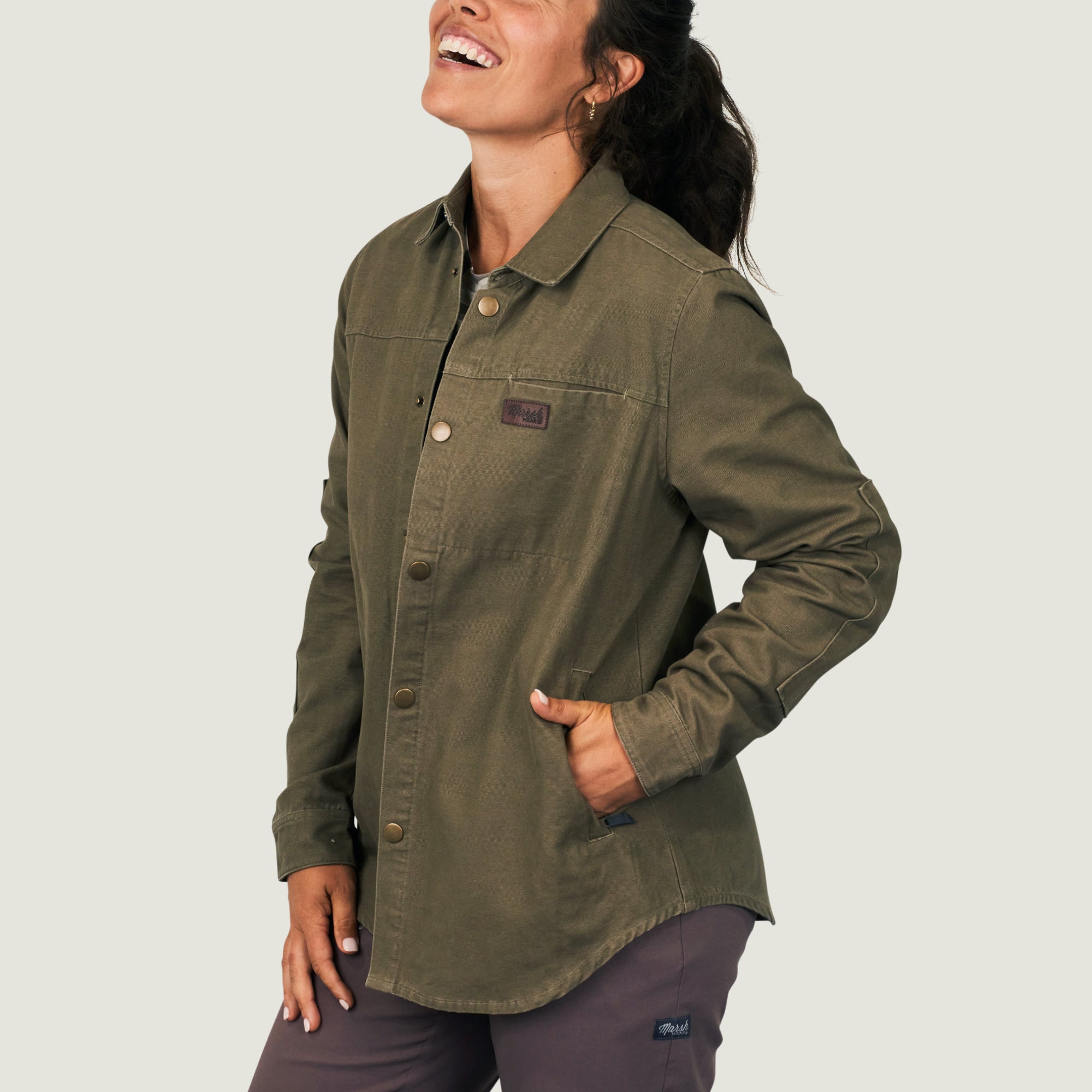 Womens khaki outlet shacket